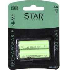 Rechargeable batteries for Solar luminaire, AA 600mAh, 2pcs
