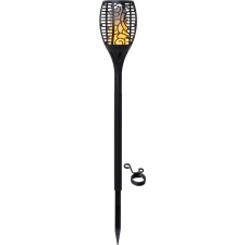 Garden luminaire with solar panel, flaming