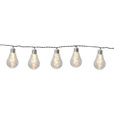 Glow chain of party lights with solar panel, transparent