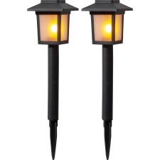 Mini garden lantern with solar panel, flaming, 2 pcs