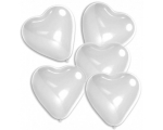 Balloon Heart 30cm, white, with plastic handle, 5pcs