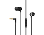 In-ear membrane headphones with microphone, black