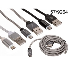 Кабель microUSB, 2м, разные цвета