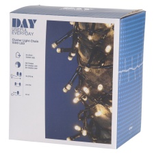 Cluster light chain 25m, 1000LED warm white, power supply, indoor / outdoor, IP44