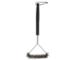Grill cleaning brush, triangular, with a long handle