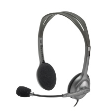 Logitech H110 headphones with microphone, 2x3.5mm plugs, silver