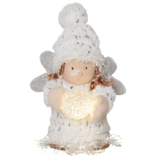 Decoration white angel, 20cm. 1 LED light, battery powered, IP20