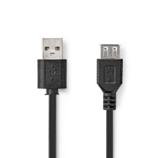 Cable USB 2.0 Nedis USB-A socket - USB-A plug, 3m, black, blister