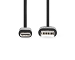 Kaabel Type-C Nedis, 2m, must, USB 2.0