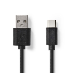 Kaabel Nedis USB-C, 1m, must, bulk e- pakendita