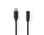 Audio cable USB-C - 3.5mm socket, 1m, black, bulk