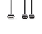 Cable Type-C/micro USB, 1m, black, USB 2.0