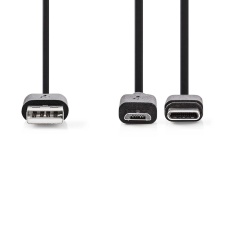 Кабель Type-C/micro USB, 1м, черный, USB 2.0