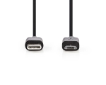 Kaabel USB-C M - micro USB M, 1m, must, kilekotis