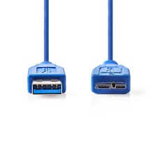 Cable USB 3.0 head - micro USB B head, 0.5m, blue, in a plastic bag