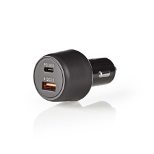 Car charger 1XUSB-A + 1XUSB-C, QC, 3A