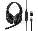 Headphones with microphone Nedis USB-C, wired, remote control, black