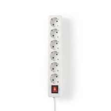 Extension cord, 6 sockets, 3m, white