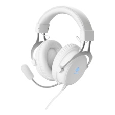 Headphones for gamers with Deltaco microphone, 3.5mm plugs, LED, white