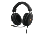 Gaming headphones with Deltaco microphone, 3.5mm + USB plugs, LED, black