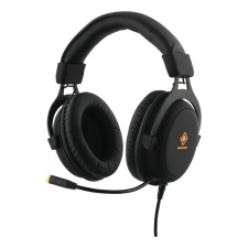 Gaming headphones with Deltaco microphone, 3.5mm + USB plugs, LED, black