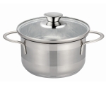 Pot EKO Eladia 1.0l stainless, with glass lid, induction 14x7cm/12