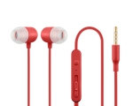 Button headphones with microphone, red