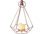 Lantern EDGE copper, with LED candle, battery powered, IP20
