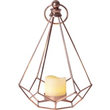 Lantern EDGE copper, with LED candle, battery powered, IP20