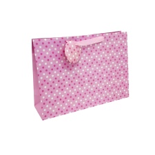 L wide gift bag Pink Spotted 6/72