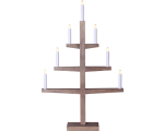 Advent candlestick Tripp, wooden, brown, 49x76x10cm, 7 lights, 230V, E10, 230V, IP20