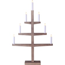 Advent candlestick Tripp, wooden, brown, 49x76x10cm, 7 lights, 230V, E10, 230V, IP20