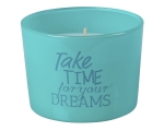 Scented candle in glass 6x8cm Take time for your dreams (turquoise) / 3