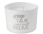 Klaasis lõhnaküünal 6x8cm Keep calm and just relax (valge )/3