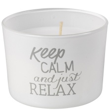 Scented candle in glass 6x8cm Keep calm and just relax (white) / 3