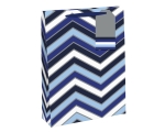 Bottle gift bag CHEVRON blue stripes