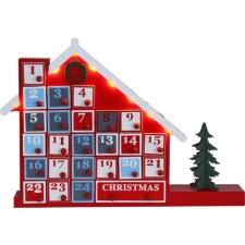House with Adv. Calendar, 44x32cm, 8 Led lights, timer (6 + 18h cycle), battery powered (3xAA, not included), IP20