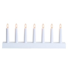 Advent candlestick IDA, 7xE10 light, white, wooden, 39x15x5cm, for indoor use, IP20