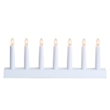 Advent candlestick IDA, 7xE10 light, white, wooden, 39x15x5cm, for indoor use, IP20