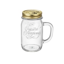 Jar Quattro 0.4L with handle, screw-on lid