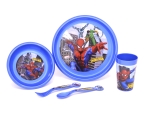 Набор посуды В 5 частях. (тарелка, миска, верх, ложка, вилка), пластик, Человек-паук Дисней