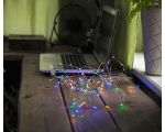 USB Light Chain &quot;Dew Drops&quot; 100 LED lights, colored, transparent cable. Length 5m, power cord 1m