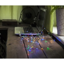 EOL USB Light chain &quot;Dewdrops&quot; 100 LED lights, colorful. Length 5m, power cord 1m. For indoor use, IP20