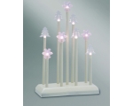Advent candlestick with 9 lights, white, 4 snowflakes + 5 spruces