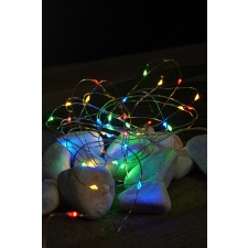 Light chain Kastepisar 40 LED colored lights, silver, 4m, timer, battery powered, IP20