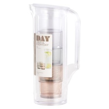 Drinking jug 1l + 4 glasses (colored plastic) DAY