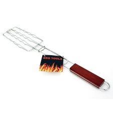 Grill for sausages / 30, chromed metal, wooden handle