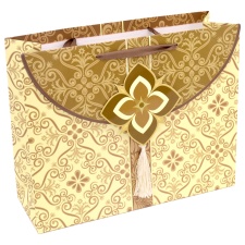 L wide gift bag Ridikül brown-yellow /12