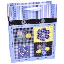 L gift bag Patchwork blue /12