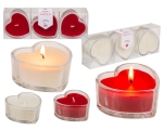 Scented glass candle heart 7,5x 7,5cm, in a gift box, red, white 3pcs